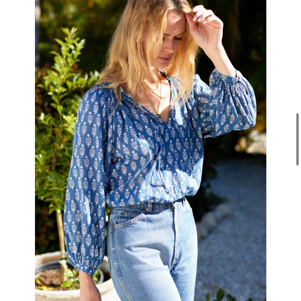Emerson Fry India Collection heritage blue blouse